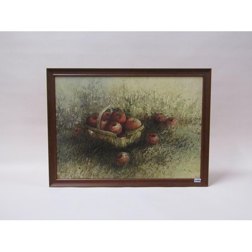 1103 - HUBERT S FRAMPTON - APPLE PLENTY, SIGNED OIL ON CANVAS, FRAMED, 49CM X 69CM