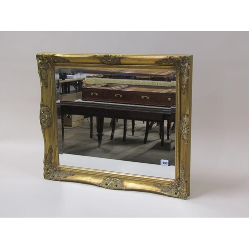 1109 - GILT FRAMED BEVEL EDGE WALL MIRROR, 44CM X 55CM