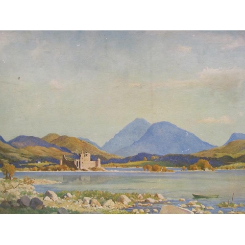 1121 - TWO PAINTINGS ON PANEL - SCOTTISH LOCHS WITH MOUNTAINS,