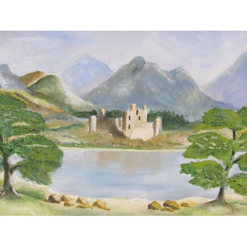 1121 - TWO PAINTINGS ON PANEL - SCOTTISH LOCHS WITH MOUNTAINS,