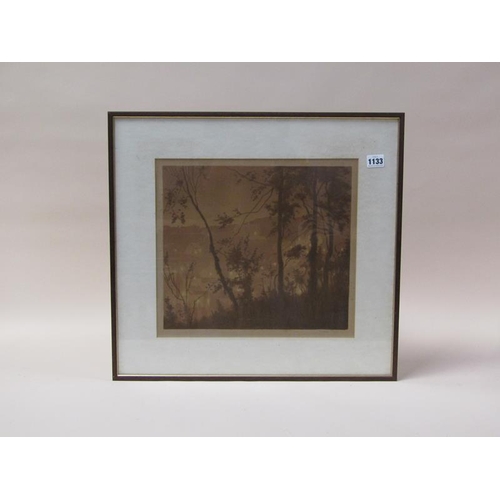 1133 - WILLIAM RIDGEWAY - SEPIA PRINT, TWILIGHT SCENE, SIGNED IN PENCIL, FRAMED, 33CMX 37CM