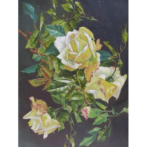 1138 - UNSIGNED - TWO ROSE PAINTINGS, OIL ON CANVAS, EACH APPROX 50CMX 39CM