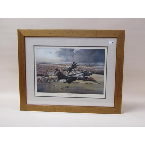 1139 - MICHAEL RONDOT - COLOURED PRINT, JAGUARS OVER KILDUFF, F/G, 42CM X 60CM