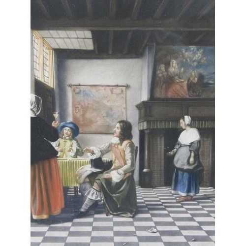 1156 - ANTIONE GAYMARD - 17C INTERIOR SCENE, SIGNED IN PENCIL, FRAMED, 40CM X 32CM