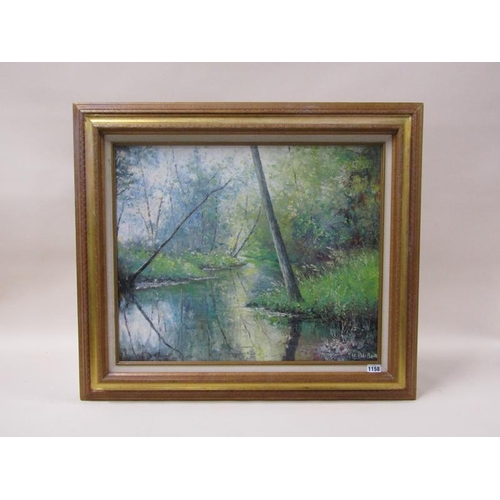 1158 - K BEIBER - WOODLAND WATERWAY, SIGNED OIL ON CANVAS, FRAMED, 49CM X 60CM