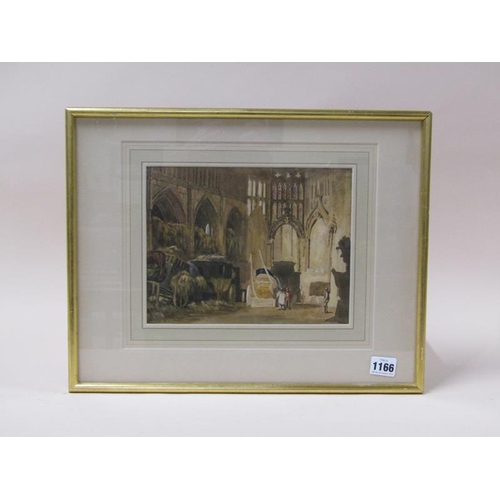 1166 - IN THE MANNER OF JS COTMAN - L'EGLISE DE ST LAURENT 1821, UNSIGNED WATERCOLOUR, F/G, 19CM X 25CM