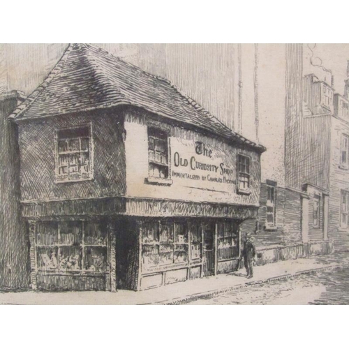 1167 - TWO F/G B&W ENGRAVINGS - THE OLD CURIOSITY SHOP & WINCHESTER, F/G, 19CMX 13CM