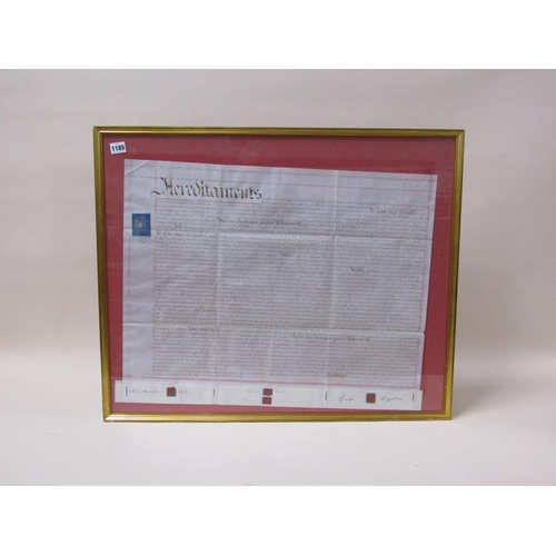 1185 - FRAMED INDENTURE, C1870