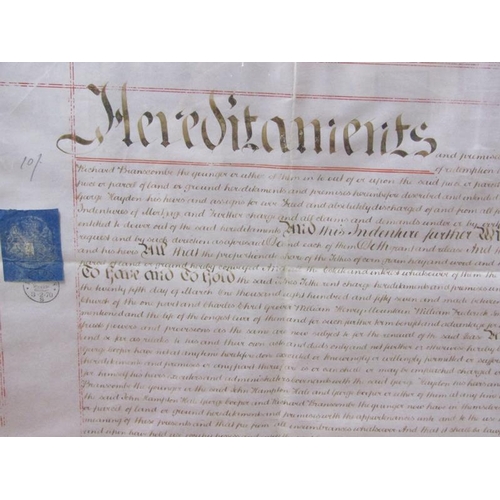 1185 - FRAMED INDENTURE, C1870