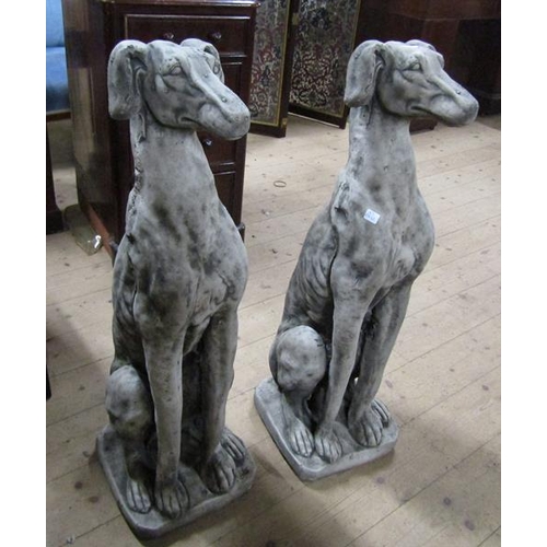 1193 - PAIR OF LARGE STONE GREYHOUNDS 83cms H