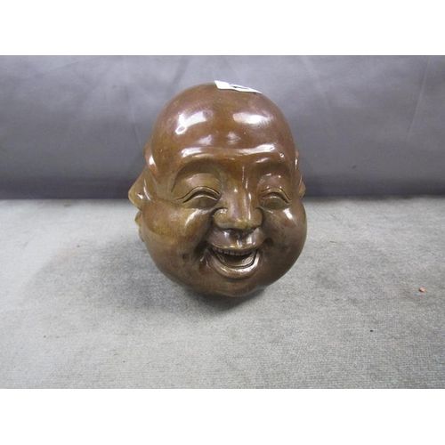 1245 - LARGE BRONZED FOUR FACES OF BUDDHA PAPERWEIGHT 14cms H