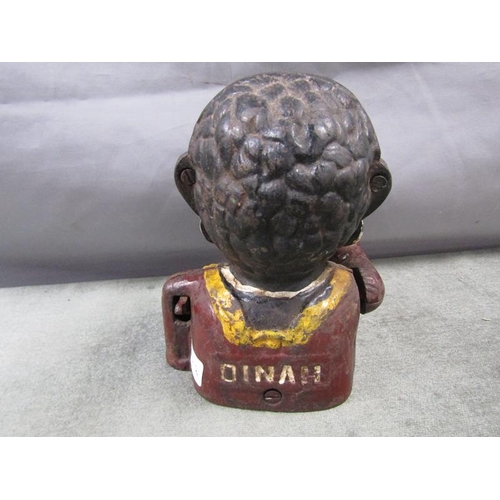 1246 - VINTAGE CAST IRON DINAH NOVELTY MONEYBOX 19cms H