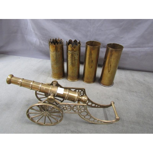 1272 - TWO PAIRS OF BRASS SHELL CASES - TRENCH ART, 24 cms H