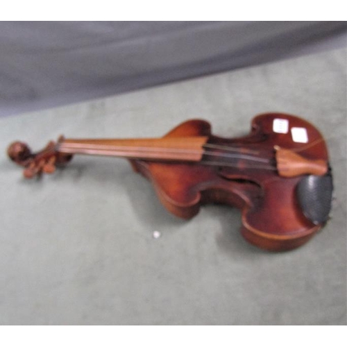 1312 - VIOLIN WITH CARVED LIONS HEAD - 60cms L