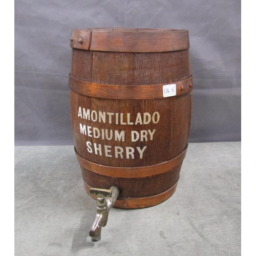 1314 - WOODEN SHERRY BARRELL - 28cms H