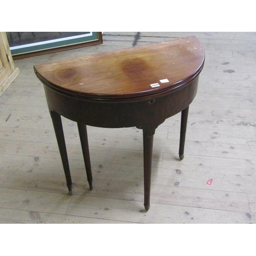 1910 - GEORGIAN MAHOGANY FOLD OVER DEMI LUNE CARD TABLE