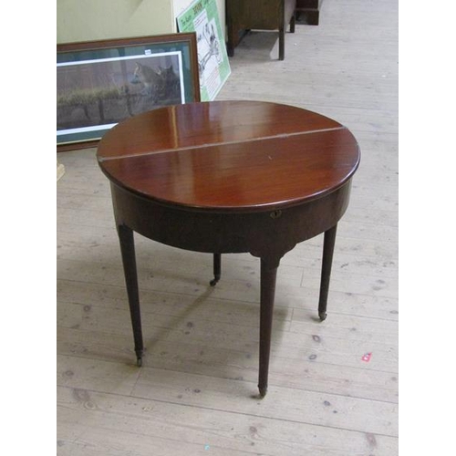 1910 - GEORGIAN MAHOGANY FOLD OVER DEMI LUNE CARD TABLE