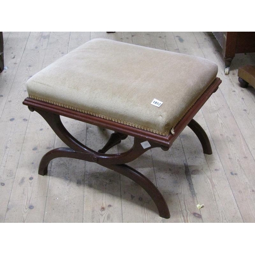 1912 - MAHOGANY X FRAME STOOL