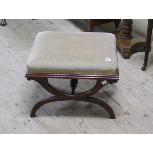 1912 - MAHOGANY X FRAME STOOL