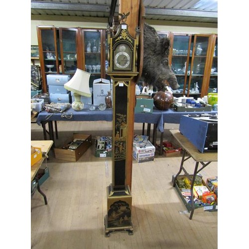 1188A - 20c EBONISED AND CHINOISSERIE DECORATED LONGCASE CLOCK - WITH TEMPUS FUGIT MOVEMENT 188cms H