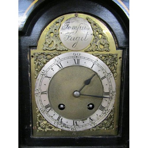 1188A - 20c EBONISED AND CHINOISSERIE DECORATED LONGCASE CLOCK - WITH TEMPUS FUGIT MOVEMENT 188cms H