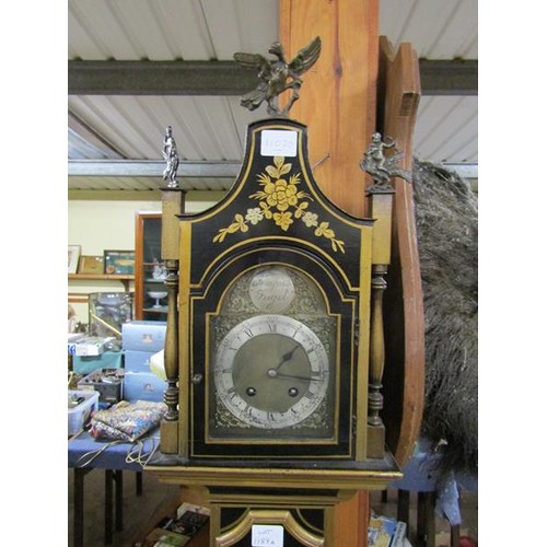 1188A - 20c EBONISED AND CHINOISSERIE DECORATED LONGCASE CLOCK - WITH TEMPUS FUGIT MOVEMENT 188cms H