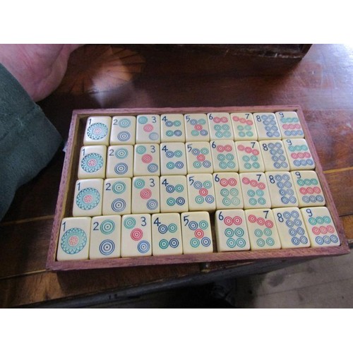 1262 - CASED MAHJONG SET WITH INSTRUCTIONS 24cms W