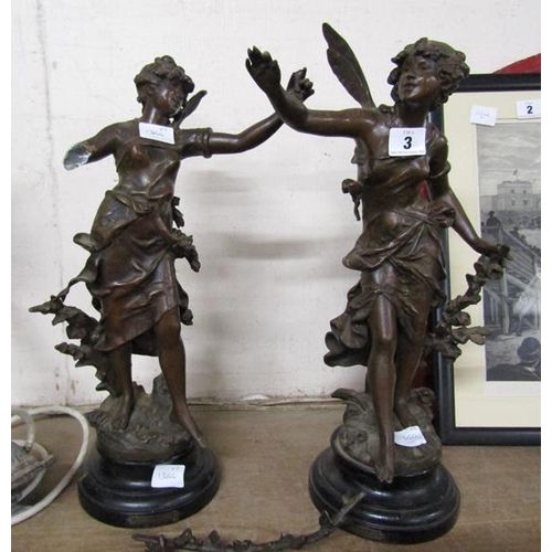 3 - BRONZE SPELTER FIGURES A/F