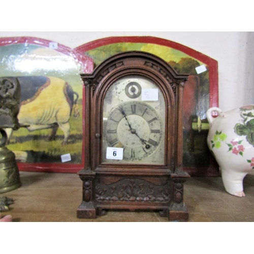 6 - OAK CASED MANTEL CLOCK