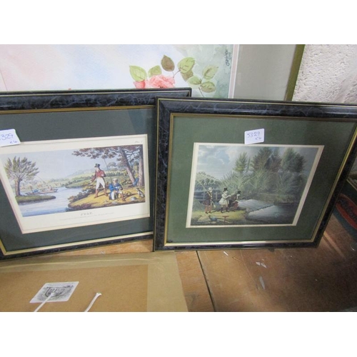 344 - FRAMED PRINTS, WATERCOLOUR ETC