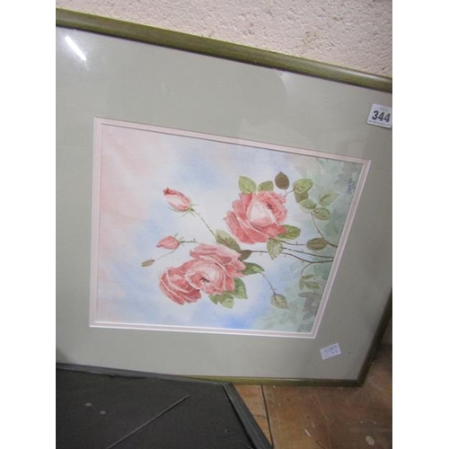 344 - FRAMED PRINTS, WATERCOLOUR ETC