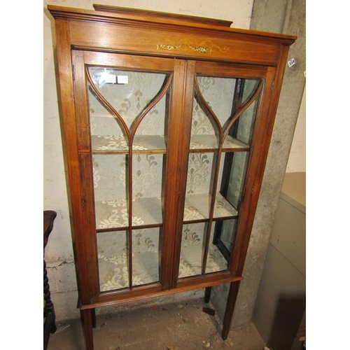 553 - EDWARDIAN INLAID DISPLAY CABINET