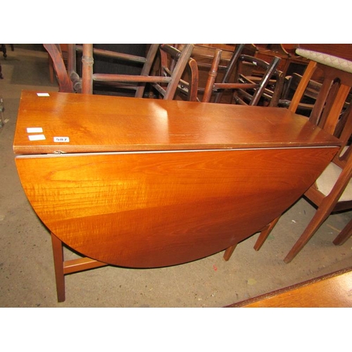 587 - TEAK DROP LEAF TABLE AND FOUR TEAK CHAIRS