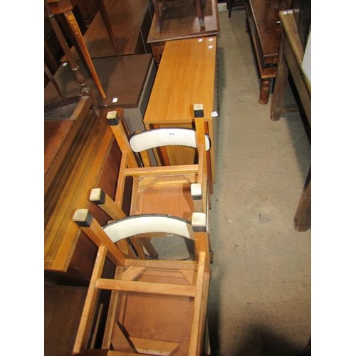 636 - FOUR 50s DINING CHAIRS AND A DROP LEAF TABLE