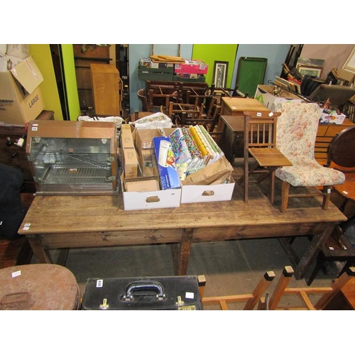 645 - VICTORIAN PINE PLANK TOP TABLE