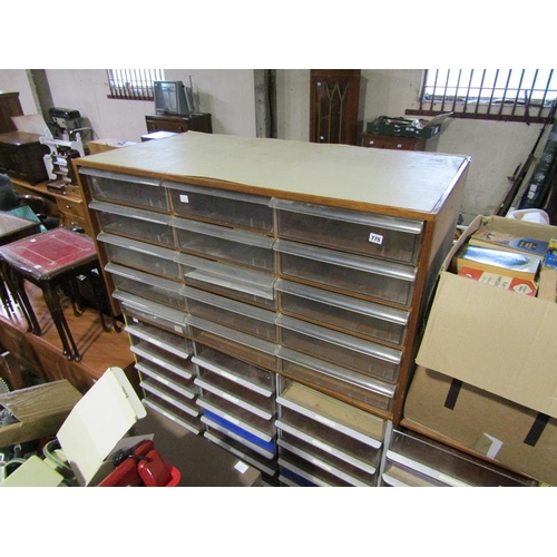 775 - LARGE WOODEN AND PERSPEX DRAWER UNIT