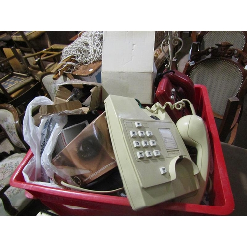 801 - BOX OF VINTAGE TELEPHONES