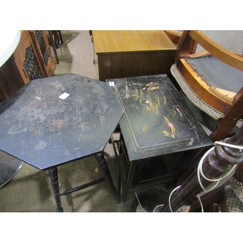 815 - NEST OF ORIENTAL TABLES; EBONISED OCCASIONAL TABLE