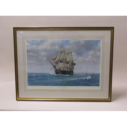 1116 - TWO F/G COLOURED PRINTS - SAILING VESSELS, 48CM X 69CM