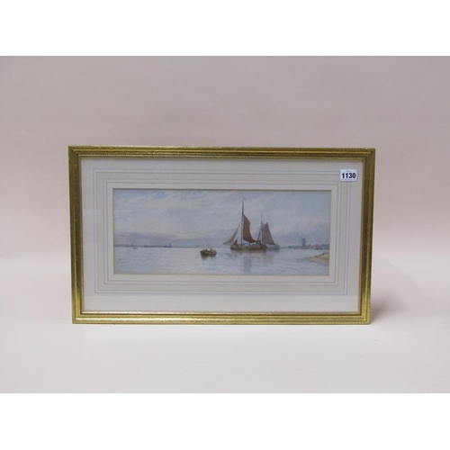 1130 - GEORGE S WALTERS - WAITING FOR THE TIDE OFF DUTCH COAST, SIGNED WATERCOLOUR, F/G, 17CMX 42CM