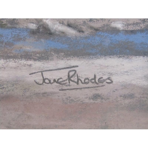 1135 - JANE RHODES - WOTCHA GOT, SIGNED WATERCOLOUR, F/G, 34CM X 20CM