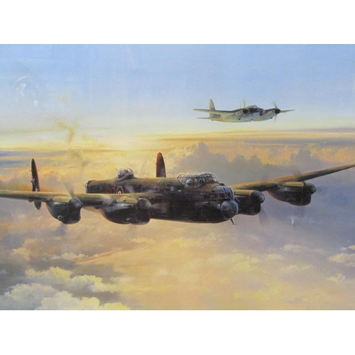 1144 - TWO ROBERT TAYLOR COLOURED PRINTS - CLOUD COMPANIONS & HURRICANE FORCE, WITH PILOT SIGNATURES, F/G, ... 