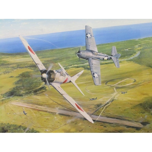 1148 - ROBERT TAYLOR - PAIR, COLOURED PRINTS - RETURN FROM SCHWEINFURT & ENCOUNTER, BOTH SIGNED BY PILOTS, ... 