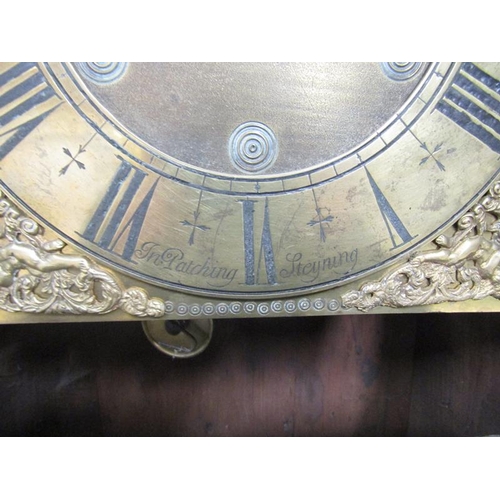 1194 - GEORGIAN OAK CASED LONGCASE CLOCK, 182CM H