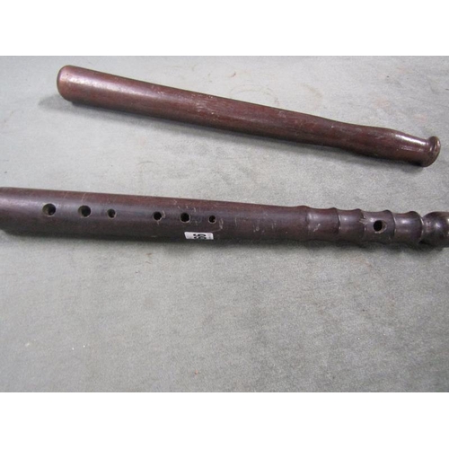 1266 - TWO OLD TRUNCHEONS - LARGEST 42CM L