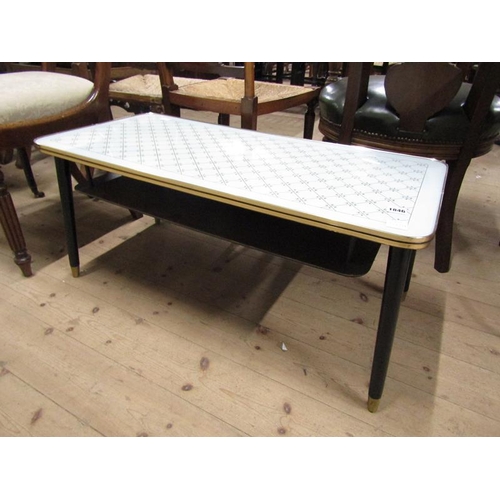 1846 - 1960/70'S FORMICA TOP LOW TABLE WITH GILT BORDER, 91CM W, 41CM H