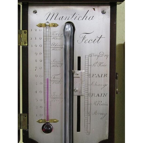 1177 - GEORGIAN MAHOGANY CASED STICK BAROMETER, 94CM L