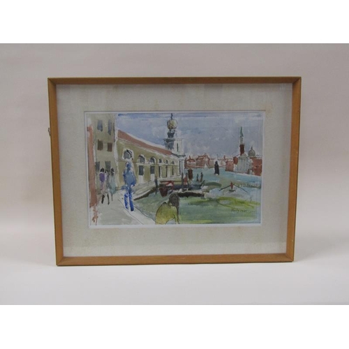 1203 - Haig 1980 - San Giorgio from the Zattere, signed and dated, watercolour, framed and glazed, 37cm x 5... 