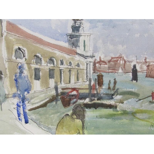 1203 - Haig 1980 - San Giorgio from the Zattere, signed and dated, watercolour, framed and glazed, 37cm x 5... 