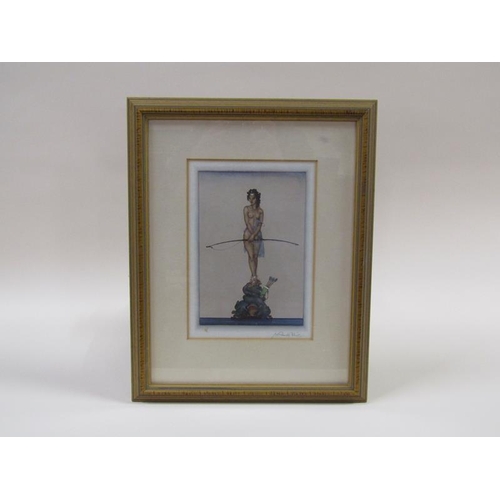 1208 - William Russell Flint - figure head fantasy, coloured print, signed in pencil, framed and glazed, 23... 